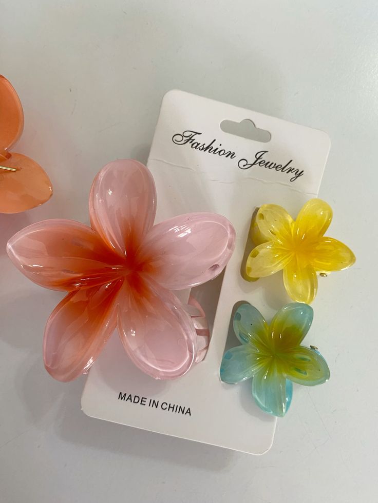 3 Pcs Mini And Large Flower Claw Clip Set