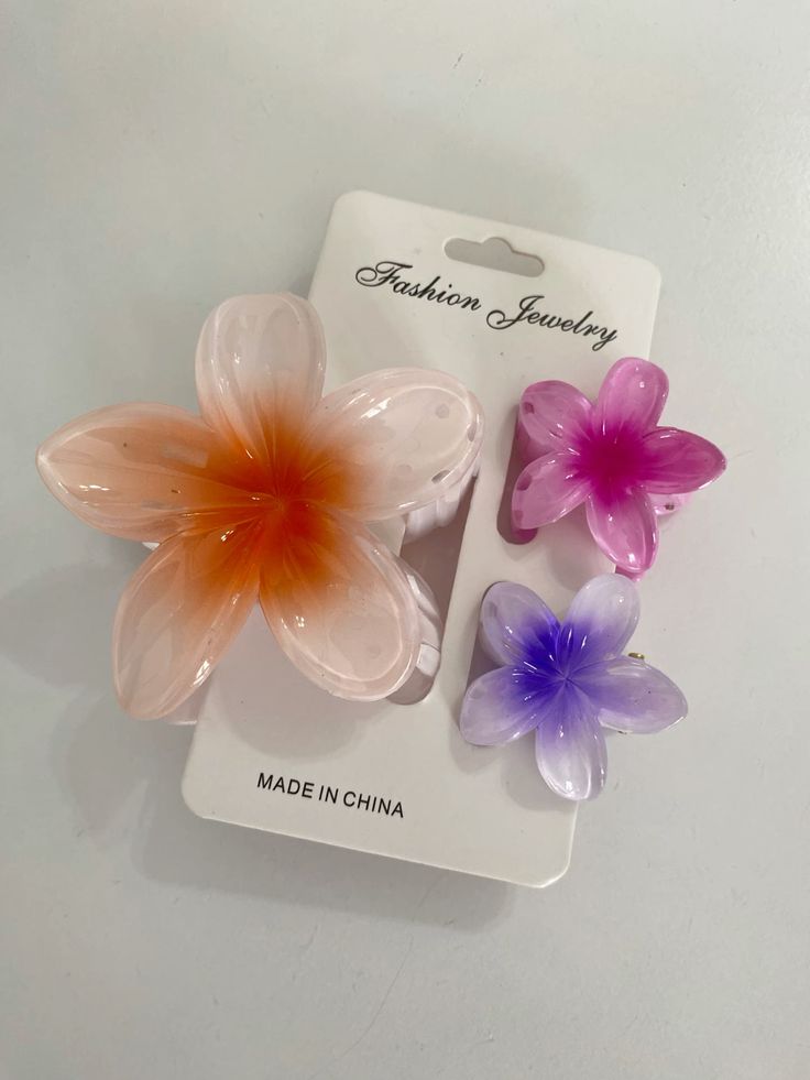 3 Pcs Mini And Large Flower Claw Clip Set