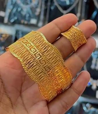 Gold Plated Bangle And Ring Set