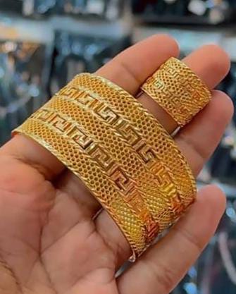 Gold Plated Bangle And Ring Set