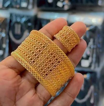 Gold Plated Bangle And Ring Set