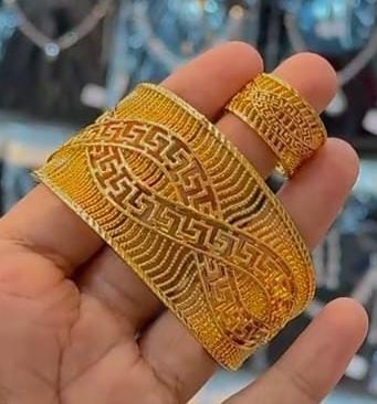 Gold Plated Bangle And Ring Set