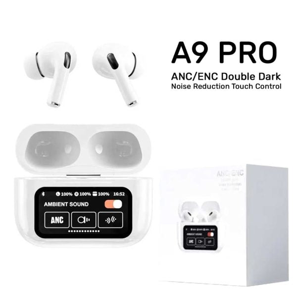 Airpods A9 Pro – Anc & Enc Noise Reduction, Touch Control, Boosted Bass, Wireless Earbuds