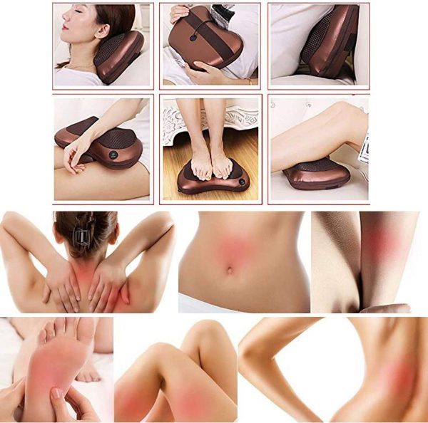 Car Head Massage Pillow Relax Vibrator Electric Shoulder Back Heating Kneading Infrared Therapy Shiatsu Neck Massager