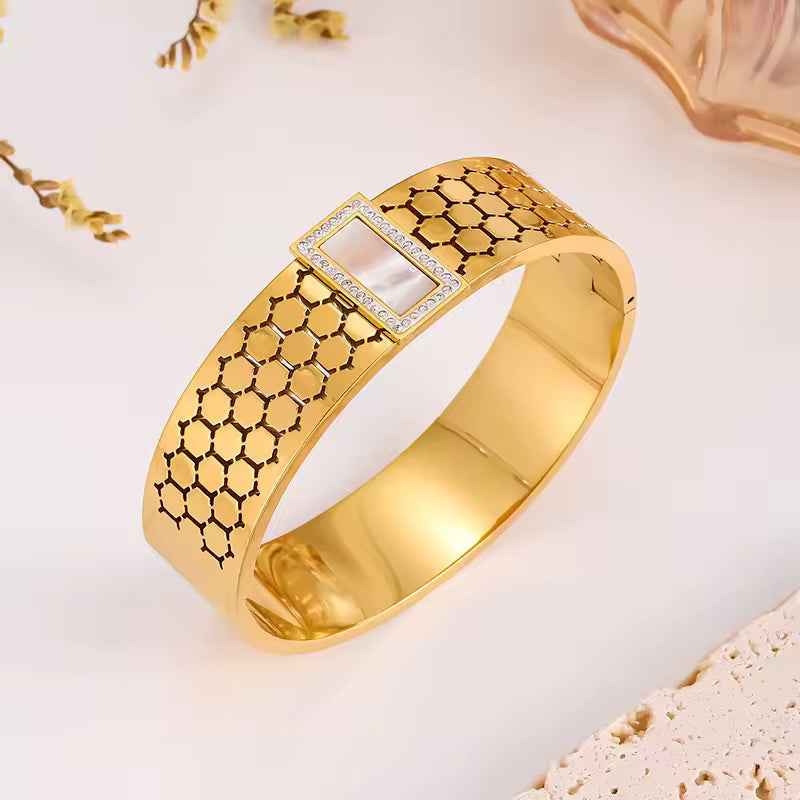 Stainless Steel Honeycomb Bangle