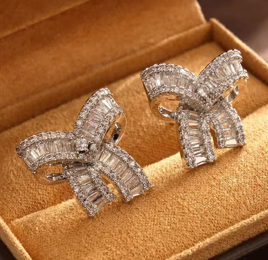 Bow Zircon Studs Earings