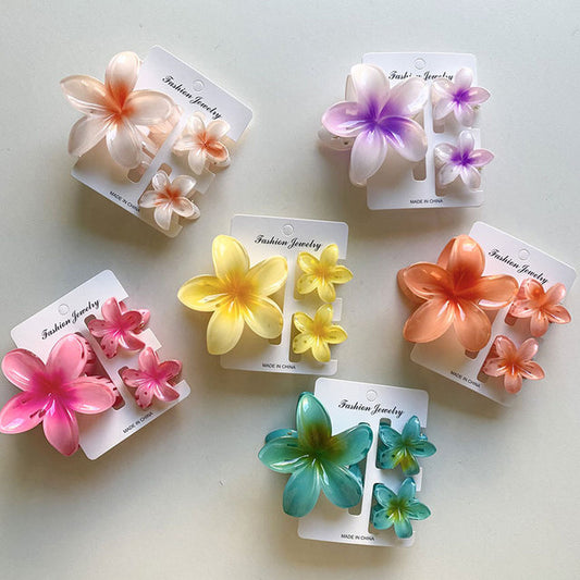 3 Pcs Mini And Large Flower Claw Clip Set